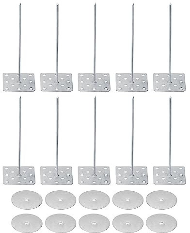 PATIKIL 2.8 Pulgadas Perforado Aislamiento Pasadores con Redondas Arandelas, 50 Paquete Aluminio Aislantes Clavos Pared Tapón para Fijación Espuma Placas a Pared o Techo