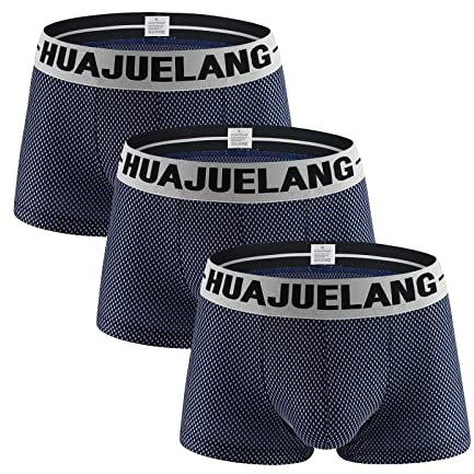 Generisch Boxershorts, 3Pc Sommer Männer Sexy Mode Solide Farbe Bequeme Unterwäsche Unterhosen Herren Baumwolle Boxershorts L Lle Schwarz Lang Boxershort Größe 8 Adventskalender Hot (L, Royal Blue)