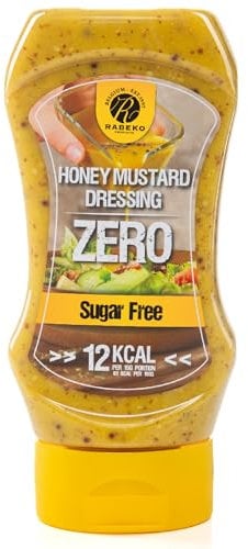 Rabeko Zero Sauce - moutarde au miel, 1 x 350ml sans sucre et peu de matières grasses - produits sains à faible teneur en glucides avec moins de calories et de matières grasses pour salades, frites