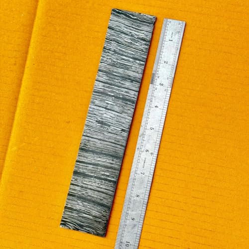 Chilgoza Handmade Damascus Stainless Steel Billet Bar Blank Blade for Knife Making|Jewelry Making|Cutlery Making Over 256 Layers, 254 x 38 x 4.0 mm (Fire)