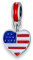 Streetculture USA Herz Liebe Fahne Flagge Texas Kalifornien Newyork - 925 Silber Sterlingsilber Bettelarmband Anhänger Schmuck
