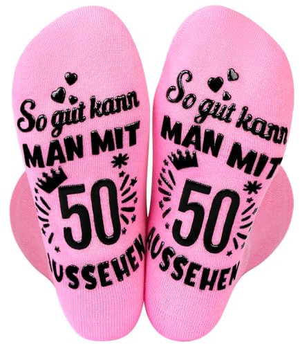 Yamitora 50. Geburtstag Socken Frauen, Geschenk 50 Geburtstag Frau, Geschenk Zum 50 Geburtstag Frau, Geburtstag Socken Bis Zur Wadenmitte Baumwolle für Mädchen Freundin Geschenke