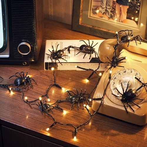 Lights4fun 35er LED Lichterkette Halloween Deko Outdoor Batteriebetrieb Timer Kinder Tischdeko Gruselig