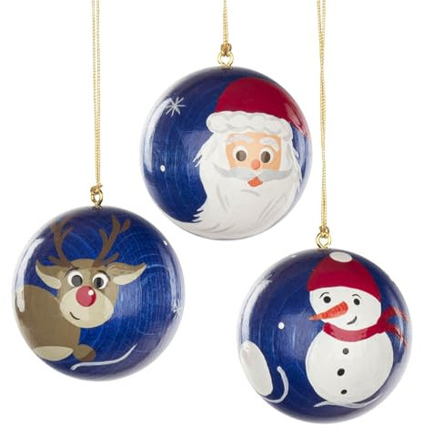 Rudolphs Schatzkiste Christbaumschmuck Weihnachtsbaumkugeln blau Rentier, Schneemann und Weihnachtsmann Höhe 4cm NEU Baumbehang Weihnachtsbaumschmuck Schneemensch Santa Claus Knecht Ruprecht