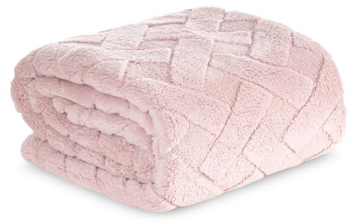Warme Decke, Kuscheldecke, Caro, mit Karomuster Steppung, weiche, Flauschige Wohndecke, Steppdecke, MIKROFASER (Rosa, 170x210 cm)