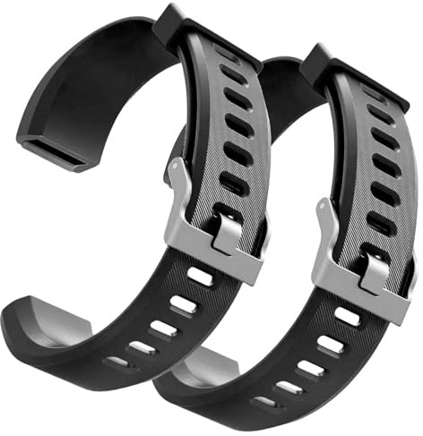 hoeslaw Cinturini di ricambio per ID115Plus HR, set di cinturini per orologio fitness nero per smartwatch Very Fit Pro Activity Tracker (2 pezzi)