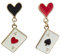 HUUiWAA Clock Poker Dangle Earring for Women Queen Red Heart Ace Poker Card Earrings Asymmetric Long Clock Poker Drop Earrings (Heart)