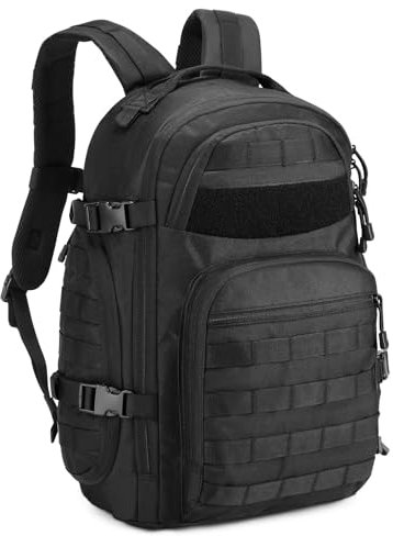 Explokit 30L Military Tactical Backpack Molle Army Daypack 3 Day Bug Out Bag for Men's Hiking Trekking Hunting Rucksack (#01-Black)