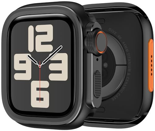 ZZDZZ Metall Schutzhülle Kompatibel mit Apple Watch Series 6/SE/5/4 44mm Hülle, 2 in 1 Kratzfest Rahmen Stoßstange mit Rücken Gehäuse für iWatch 44mm (Schwarz)
