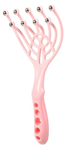 WRITWAA masseur de tête masseur à billes masseur portable masseur crânien masseur crâne masseur de cuir chevelu à main outils de massage du cuir chevelu pour les cheveux bille d'acier rose