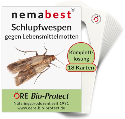 nemabest® Schlupfwespen gegen Lebensmittelmotten – 18 Karten (6 Karten à 3 Lieferungen) zur effektiven Bekämpfung - biologische Alternative zur Mottenfalle oder Pheromonfalle