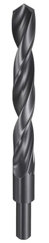 sourcing map Foret rond de 19 mm à tige réduite de 13 mm 4241 en acier rapide nitruration noir pointe standard 118° pour plastique, bois, cuivre, aluminium, fer, métal souple moyen