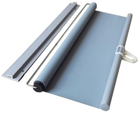 Springrollo Mittelzugrollo ohne Bohren Selbstklebendes Sonnenschutz Rollo Thermorollo Sonnenschutzrollo Für Balkon Wohnzimmer Küche Büro Türen Fenster Kabellos Thermofolie(Gray,80W x 200H cm)