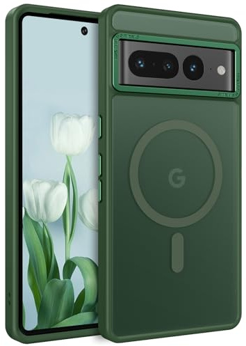ROUMAYMAY für Google Pixel 7 Pro Hülle, Kompatibel mit MagSafe, Transluzente Matt Rückseite Stoßfeste Estrem Haltbarkeit Case Handyhülle für Magnetisch Google Pixel 7 Pro - Grün