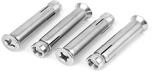 Bullone di espansione, Bulloni di espansione M8x60mm Testa svasata Piatta Tassello Argento Confezione da 4