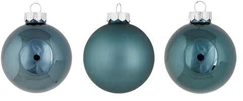 Cosy Home 12 Weihnachtskugeln aus Glas, Shiny Matt Opal, Blau, D8 cm