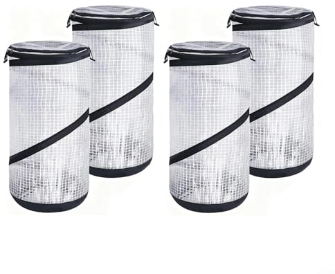 HEIBTENY 4 Stück Pop-Up-Mini-Gewächshäuser, PVC-Spring-Up-Pflanzenschutz mit Reißverschluss, Pflanzenwärmung Abdeckung für Gartenarbeit, Kälte-, Frostschutz, wind- und regenfest (4 Stück)