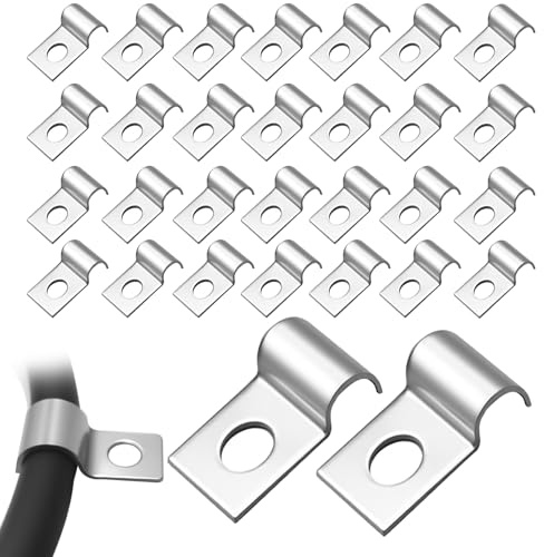 Aihoom 30 Stück Befestigung starrer Maschendraht, Edelstahl, Befestigung für Gitter, U-Befestigung mit einem Loch, für Zuhause, Befestigung von Kabeln, Schläuchen, starrem Gitter (5 mm, für Ø 5 – 6 mm