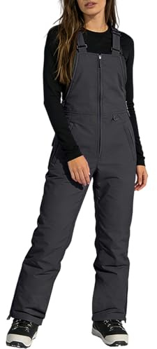 ZRYAZQ Skihose Damen Wasserdicht Latzhose Warm Skianzug Overall Snowboardhose Baggy Große Größen Schneehose Damen Winter Gefüttert Hosenträger Skioverall Frauen Reißverschluss Outdoor Ski Hosen Latz