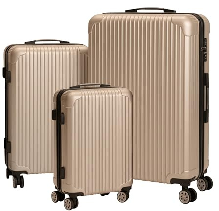 Relaxdays Kofferset, 3-teilig, 4 Rollen, Hartschale, 3 Größen, Teleskopgriff, Zahlenschloss, Reisekoffer, Farbwahl