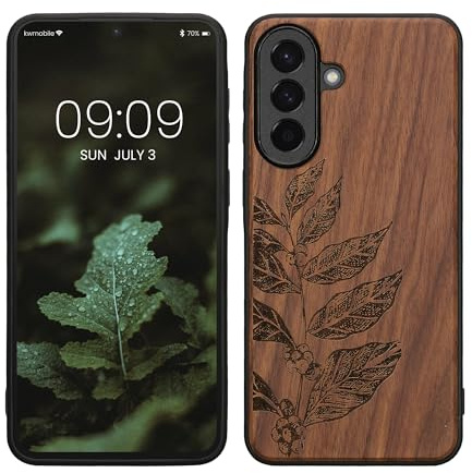 kwmobile Handyhülle für Samsung Galaxy A57 5G Hülle Holz - Case mit TPU Bumper - Stoßfestes Hardcase - Schutzhülle Cover in Dunkelbraun