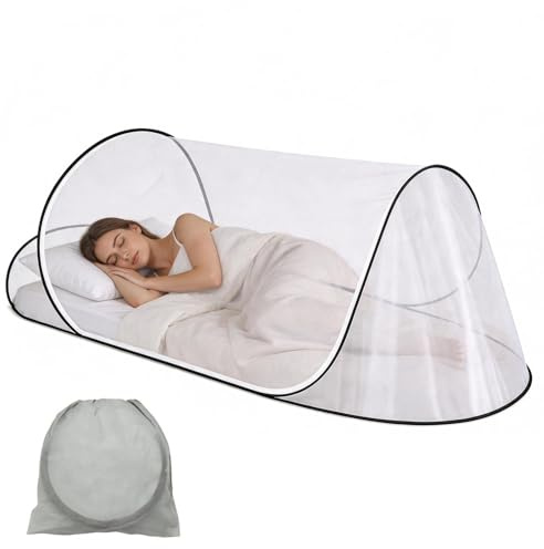 Pop-Up Moskitonetz Bett 200 x 80 x 56cm, Tragbares Faltbares Moskitonetz, Mückennetz Reise, Moskitozelt Balkon & Terrasse, Pop Up Fliegengitter, für Bett, Reisen,Outdoor Campin