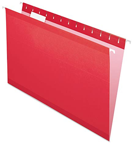 Pendaflex Reinforced Hanging File Folders, Legal Size, Red, 1/5 Cut, 25/BX (4153 1/5 RED)