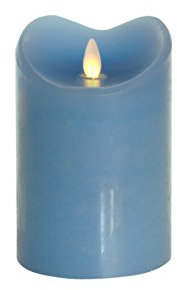 Tronje LED Echtwachskerze mit Timer - 14 cm Kerze Hellblau mit beweglicher Flamme