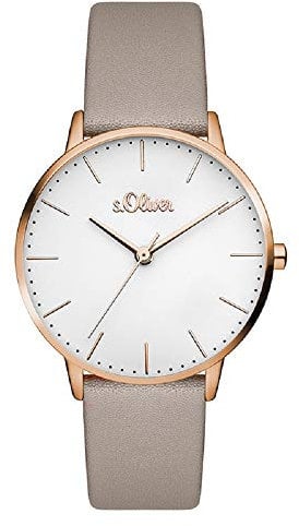 s.Oliver Damen Analog Quarz Armbanduhr mit Leder Armband SO-3441-LQ