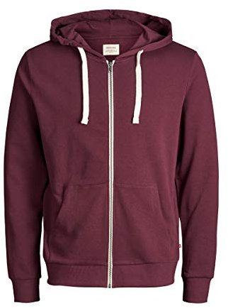 JACK & JONES Jjeholmen Sweat Zip Hood Noos, Felpa Uomo, Rosso (Port Royale Fit:Reg Fit), Large
