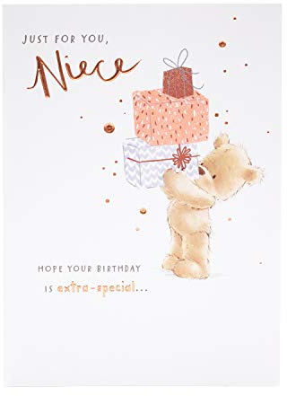 UK Greetings | Birthday Card for Niece | Teddy Bear Design | With Envelope | Happy Birthday Gifts | Greeting Card | Her/Girls/Women | 146 x 201 mm