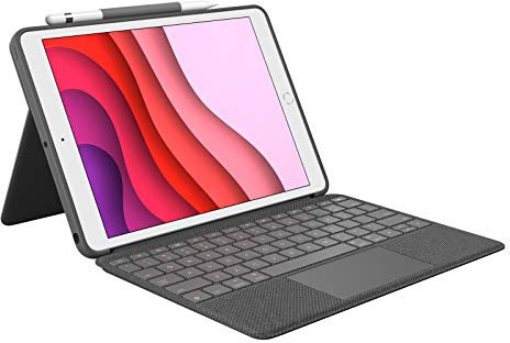 Logitech Combo Touch per iPad (7a, 8a e 9a generazione) Custodia con trackpad di precisione, Layout Scandinavo QWERTY - Nero