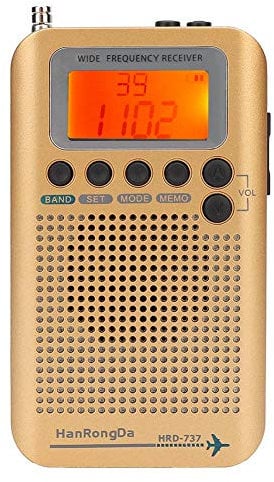 ASHATA VHF Airband Radio,1-inch LCD Display Multi-Functional Aircraft All Band Radio Receiver for Air/FM/AM/SW/VHF/CB Band SQ Noise Reduction with Steel Tie-rod Antenna