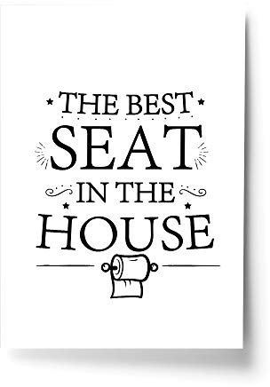 Red Ocean Bathroom Sign For Toilet Loo Funny Framed Print Home Decor Wall Art Gift (A4 Print Only - Black Best Seat In The House)