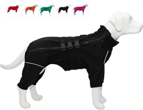 Dogs Waterproof Jacket, Lightweight Waterproof Jacket Reflective Safety Dog Raincoat Windproof Snow-proof Dog Vest for Small Medium Large Dogs Black 4XL