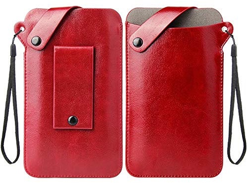 DFV mobile - Holder Ultra Lightweight Belt Case with Snap Fastener for Intex Aqua Ring - Red