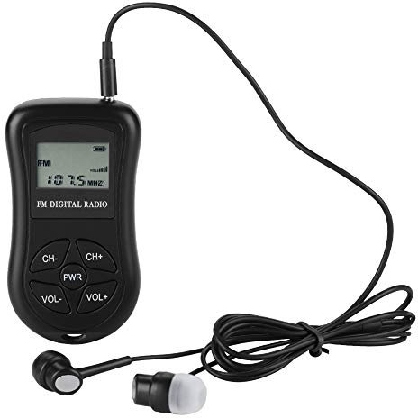 LCD Display Digital Radio, 60-108 MHZ Frequency Portabl eMini Pocket FM Radio with Earphones Lanyard More Than/equal to 32 DB Stereo Resolution Radio