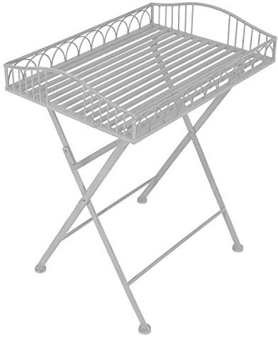 Charles Bentley Wrought Decorative Iron Garden Side Table - Grey
