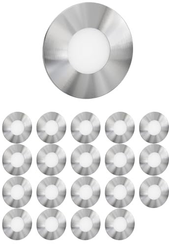 ledscom.de 20 Stück LED Treppenlicht/Wandeinbauleuchte FEX für innen und außen, rund, edelstahl, 85mm Ø, warmweiß