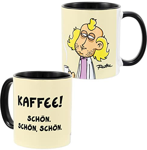 United Labels Ralph Ruthe Tasse 320 ml, Pete - Kaffee! Schön. Schön, schön, Beige, Kaffeebecher aus Keramik, Kaffeetasse