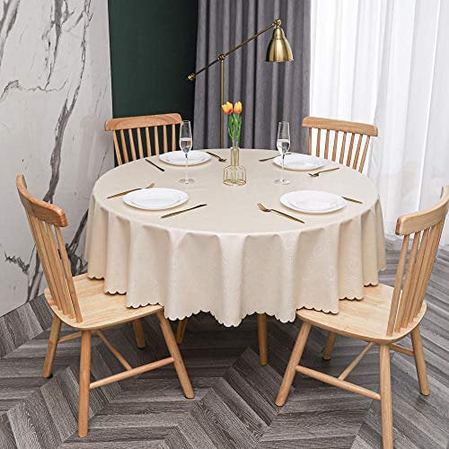 PVC Tischdecke Runde Fleckabweisende Und Wasserdichter Esstisch Outdoor PVC Tischdecken Creme Farben -180cm