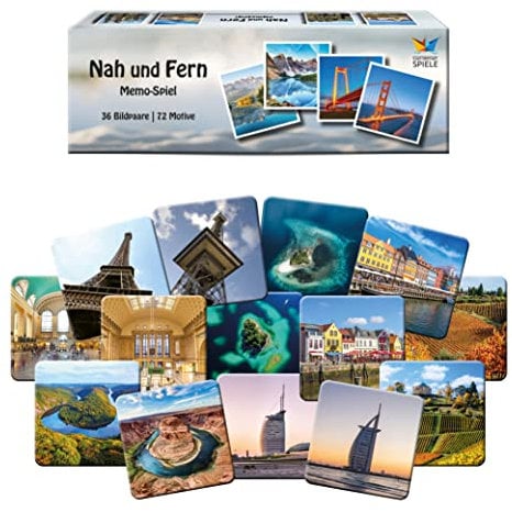 Starnberger Spiele - Nah und Fern - Memospiel - Kartenspiel für Erwachsene und Kinder ab 6 Jahren - mit 36 ungleichen Paaren - Geschenk für Reiseliebhaber