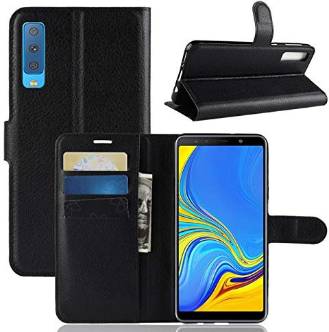 COPHONE® Custodia per Samsung Galaxy A7 2018, Custodia in Pelle compatibili Galaxy A7 2018 Nero. Cover a Libro per Galaxy A7 2018 A750F Magnetica Portafoglio