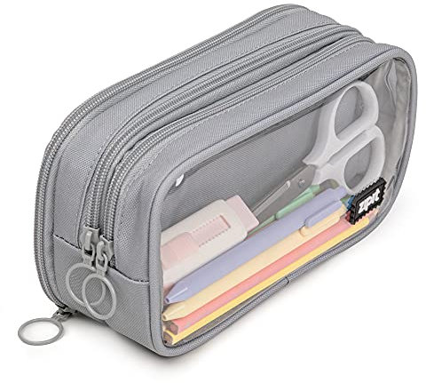 ZIPIT Federmäppchen für Erwachsene und Jugendliche, Tasche mit großem Fassungsvermögen, Stabiler Stift-Organizer, grau, Federmäppchen