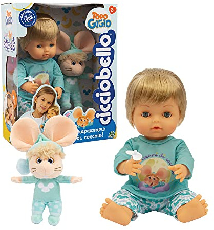 Giochi Preziosi Cicciobello Maus Gigio mit ihrem weichen Freund sind bereit zum Schlafen, Plüschtier Maus Gigio und Schnuller enthalten, 30 cm, für Mädchen ab 2 Jahren, CCB89000, Mehrfarbig
