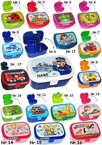 alles-meine.de GmbH Brotdose/Lunchbox - Traktor & Bauernhof - incl. Name - mit herausnehmbaren Fach/extra Einsatz - Brotbüchse Küche Essen - für Mädchen & Jungen - Trakto..