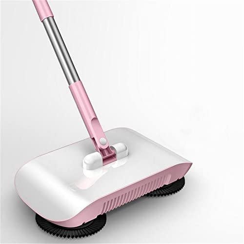 JUSTYINUO Balai de sol à pousser à la main robot aspirateur sol maison cuisine balayeuse deux en 1 balai coupe-vent balai magique poignée maison (couleur : rose)