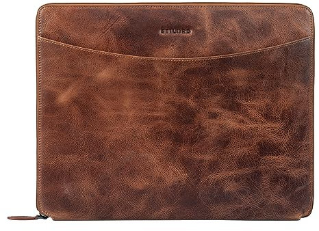STILORD 'Dexter' Dokumententasche A4 Leder Arbeitsmappe Vintage Aktenmappe Dokumentenmappe DIN A4 Konferenzmappe Schreibmappe für 13.3 Zoll MacBooks, Farbe:napoli - braun