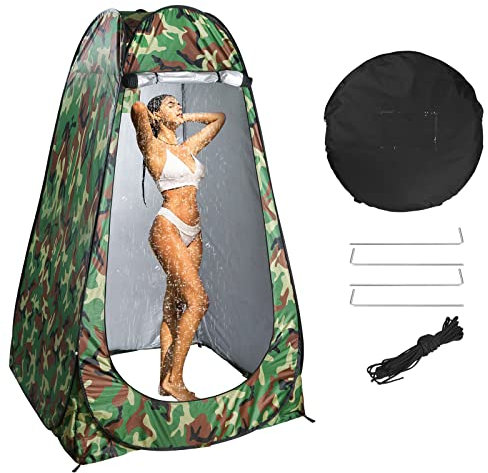 Vinteky Tente de Douche Pliage Pop Up Cabine de Changement Toilette Vêtement Portable Tente Privée Douche Camping Abri de Plein Air Vestiaire Extérieure Intérieure(Camouflage)