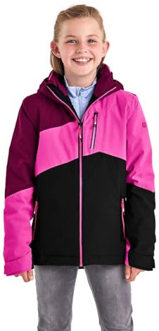 Killtec Girl's Giacca da sci/giacca funzionale con cappuccio staccabile con zip e paraneve KSW 166 GRLS SKI JCKT, raspberry, 140, 38509-000